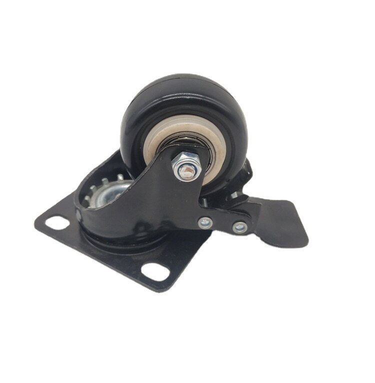 4Pcs 1.6in Heavy Duty Swivel Caster Wheels with Safety Dual Locking and Polyurethane Foam No Noise Wheels, Load Bearing 440 Lbs