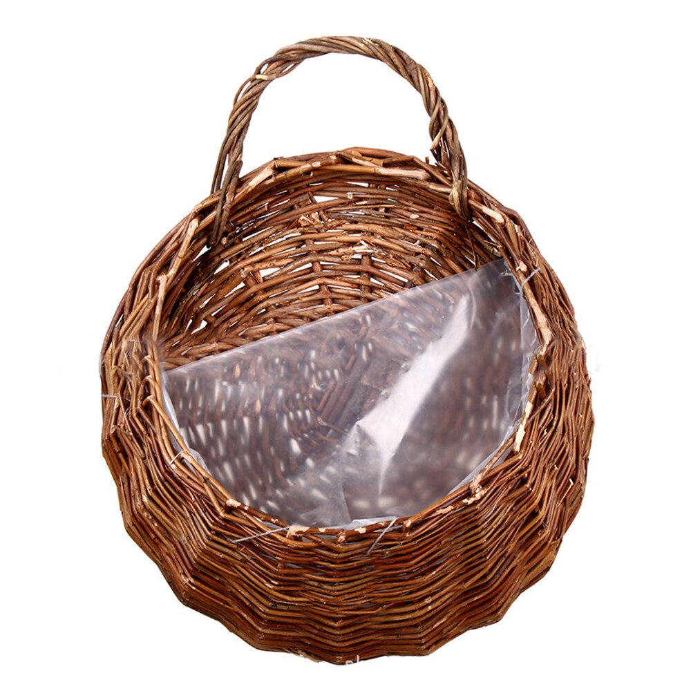 Cesta de mimbre Natural para colgar en la pared, maceta para flores, cesta de ratán, contenedor de almacenamiento para decoración del hogar y jardín