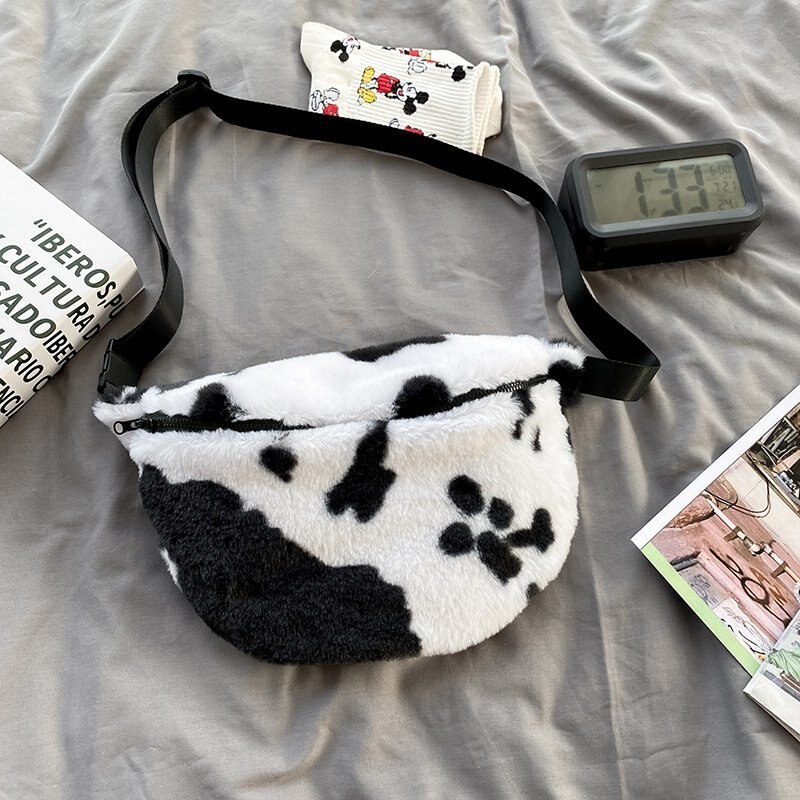 Léopard en peluche sacs à bandoulière pour femmes poitrine sac taille Pack hiver dames Vintage sacs à main femmes grande capacité sac à main: 7