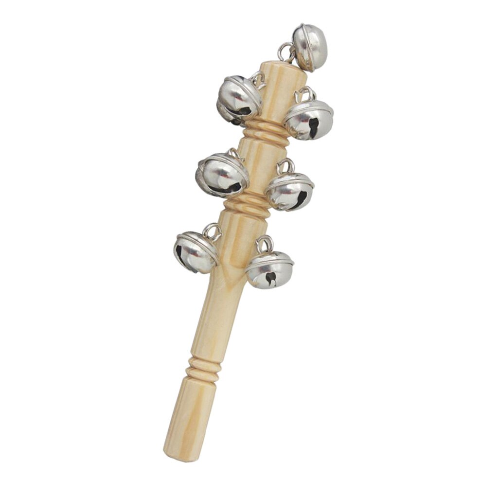 Wooden Handheld Jingle Bells Percussion Baby Musical Shake Toy For