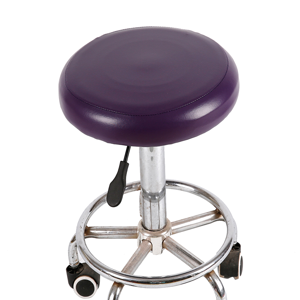 табурет Round Chair Protector Elastic PU Leather Stool Chair Cover Waterproof Chair Protector Small Round Seat Cushion Sleeve: Purple