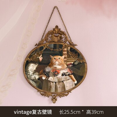 Aesthetic Art Mirror Hanging Living Room Decorative Japanese Gold Frame Antique Mirror Hallway Deco Chambre Room Decor: Style C