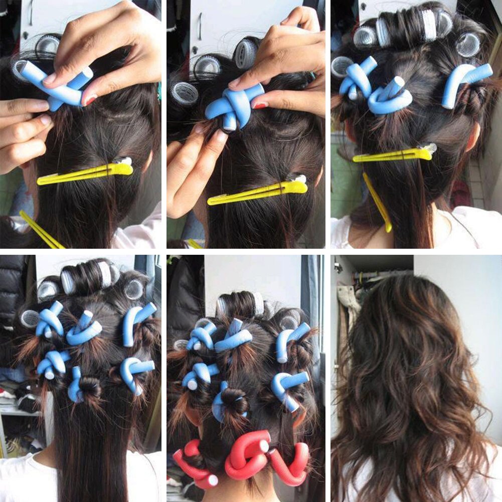 42Pcs Mixed Size Soft Hair Curler Roller Curl Hair Bendy Rollers DIY Magic Hair Curlers Tool Styling Rollers Sponge Hair Curling