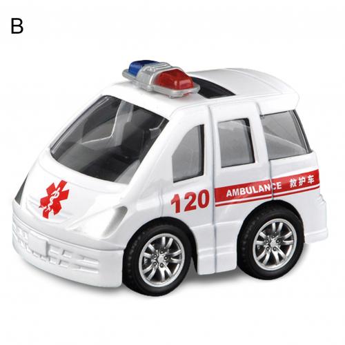 Mini Metal Pull Back Police Car/Trucks/School Bus/Ambulance Kids Toys Vehicles: B