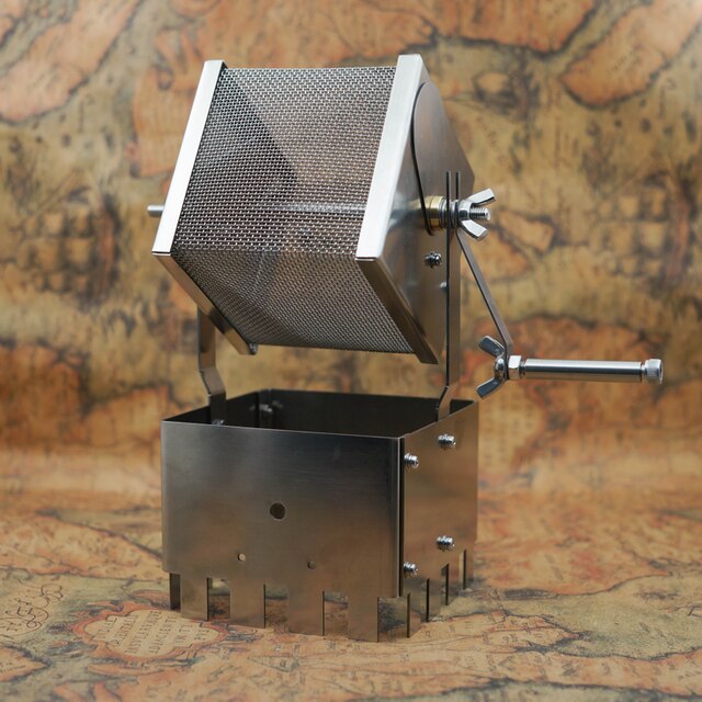 Langt infrarød opvarmning kaffebønneristning håndsving gadget rustfrit stål kropsvarme jævnt egnet til prøvetestning: -en