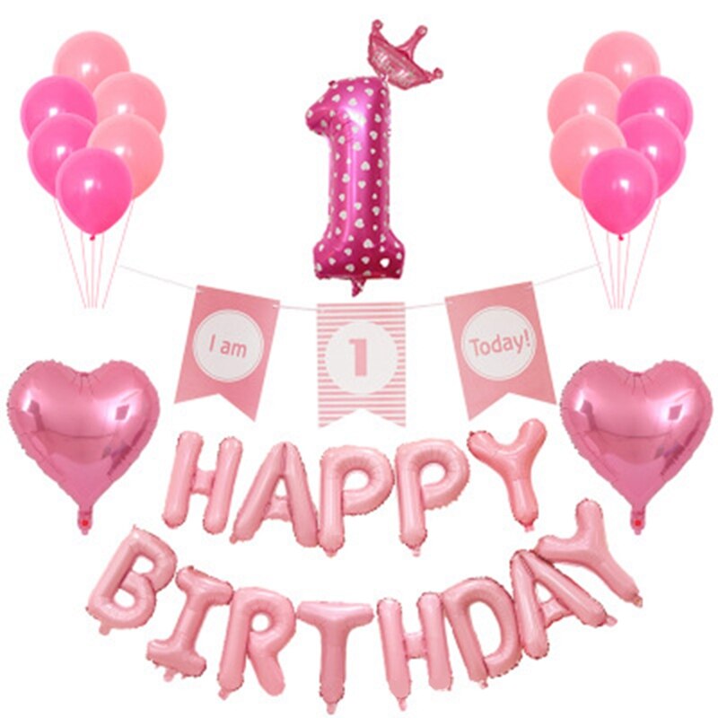 Babyens første fødselsdag tillykke med fødselsdagen aluminiumsfolie ballon dreng pige fest tema ballon tillykke med fødselsdagen brevpakke: Default Title