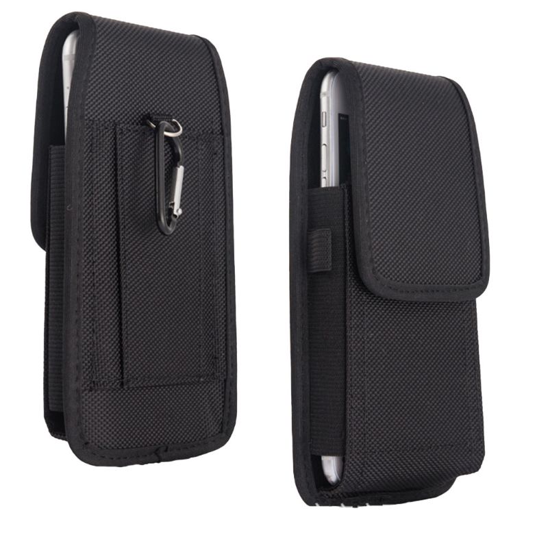 Ledig nylon mobiltelefon midjeväska med krokögla hölster mobiltelefon fodral till iphone samsung xiaomi huawei tillbehör