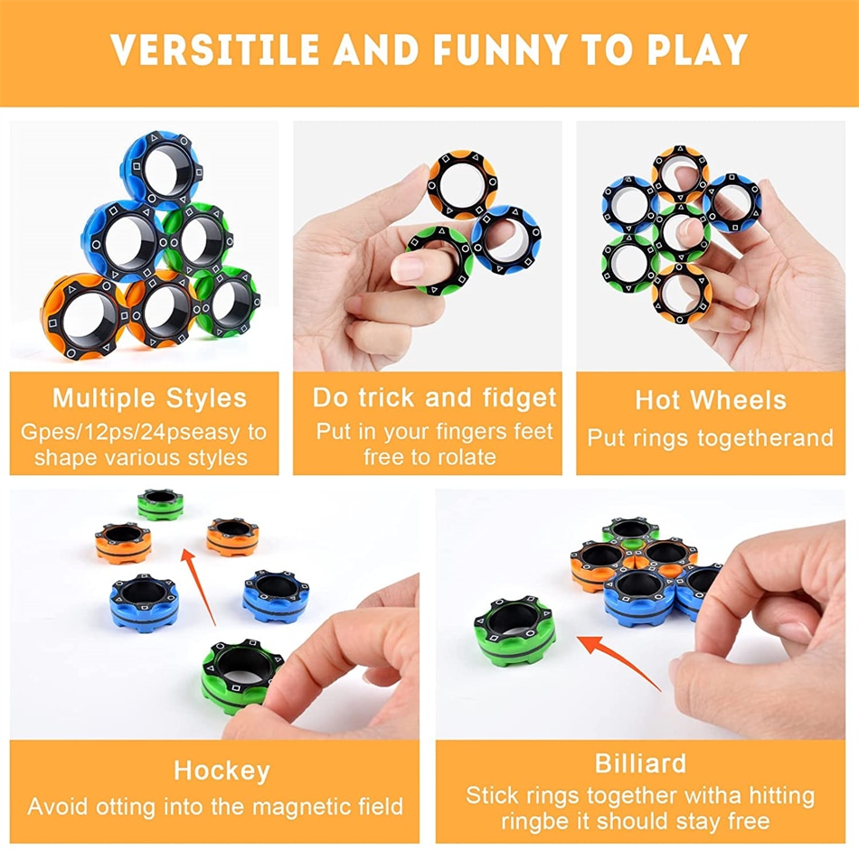 3PCS Magnetische Ringe Zappeln Spielzeug Magnet Ringe Set Figit Spielzeug Fingears Spielzeug Figetget Spielzeug Pack Kühlen Fidgets Packs für Jugendliche