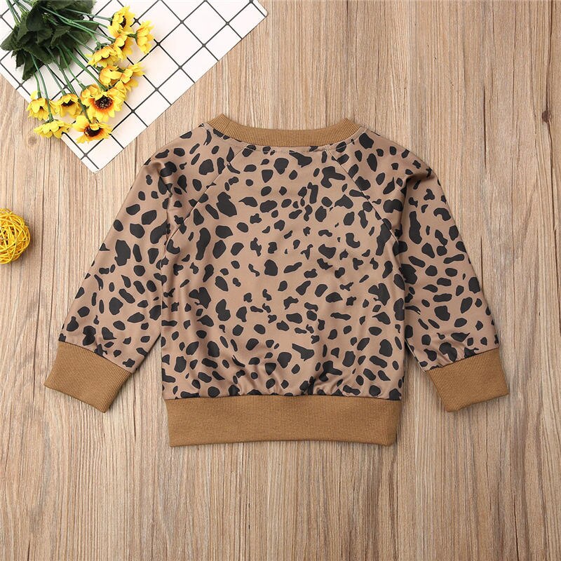Baby piger leopard top spædbarn barn langærmet bluse toddler børn pullover top sweatshirt piger efterår tøj 0-2t