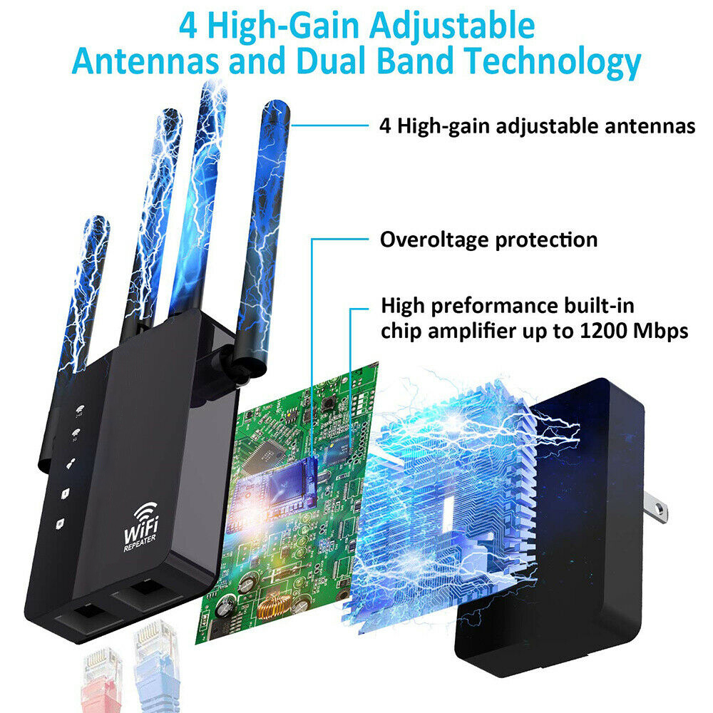 Wireless WiFi Repeater 1200Mbps Wifi Extender Router Wi-Fi Amplifier Booster Repetidor 1200M 5G WiFi Reapeter Access Point