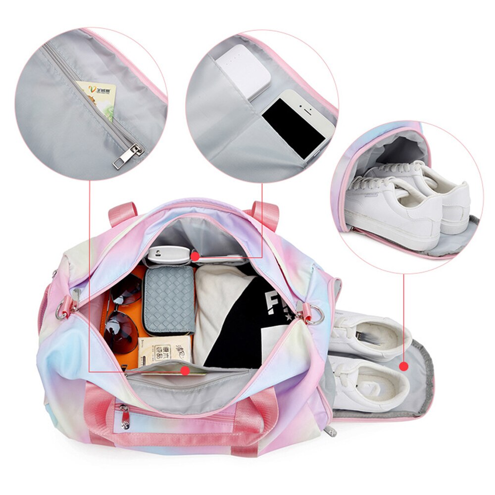 Women Waterproof Gym Bag Travel Shoulder Journey Duffle Handbags Print For Girls Canvas Luggage Organizer Schoolbags X309D
