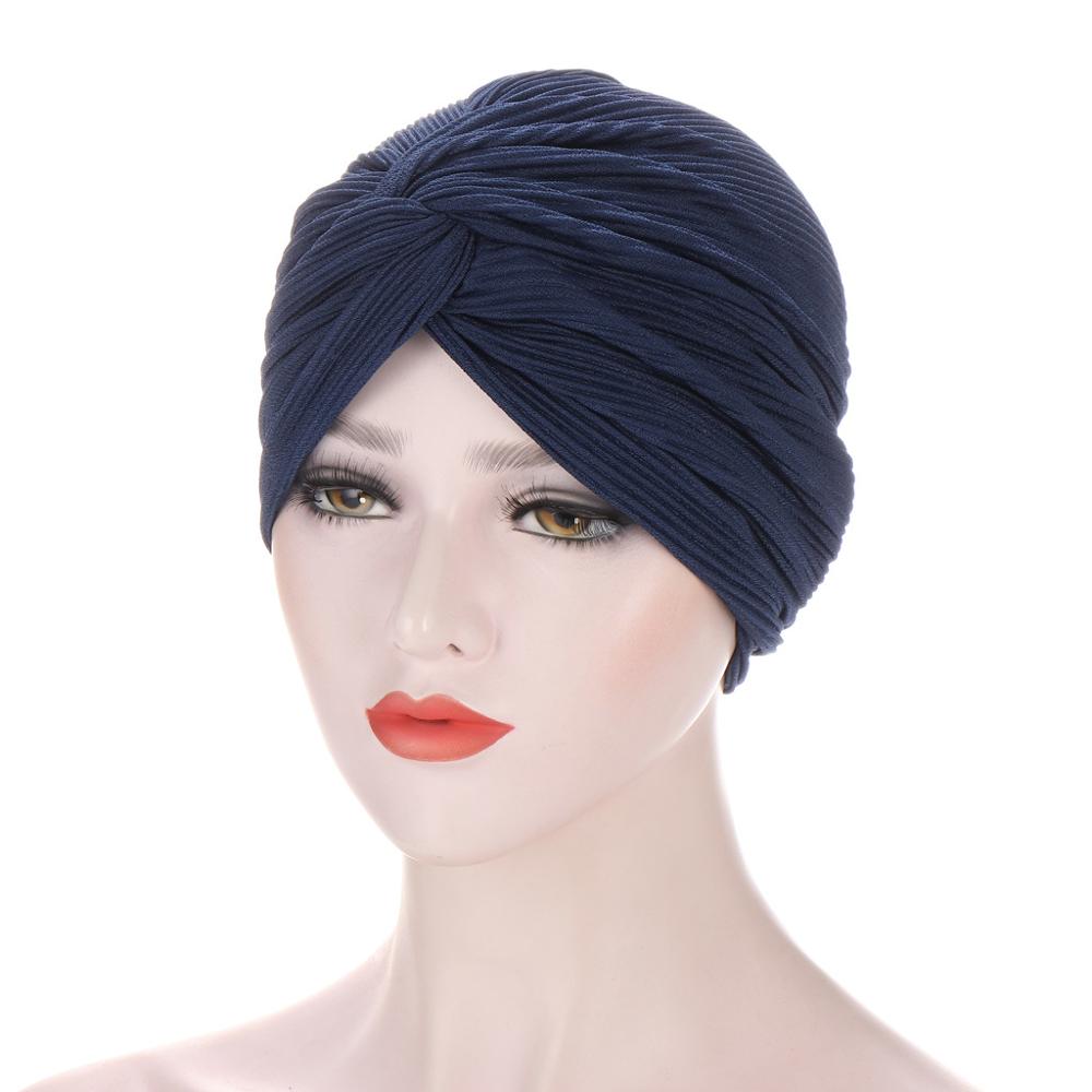 front torsadé turbans pour les femmes couleur unie turban hijab bonnet femme sous-écharpe casquettes islamique enveloppement tête turbante: 5