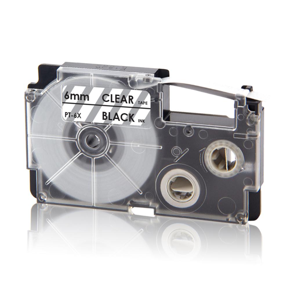 UniPlus XR-6X XR6WE XR-6RD XR 6YW Label Tapes Replace Casio Label Maker XR-6B XR-6GN 6mm Multi Colors for KL-60 KL-60SR KL120 EZ: Black on Clear