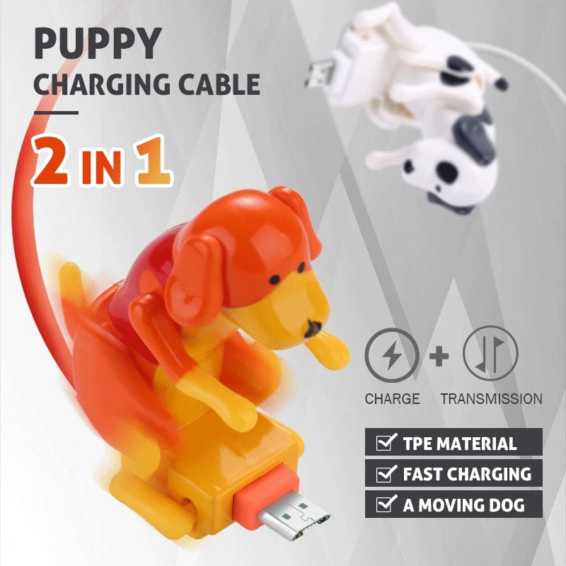 Divertido perro exitado Cable cargador rápido Mini cargador de Cable de 1M de línea de carga de lindo Cable Micro usb Cable De Carga Rápida