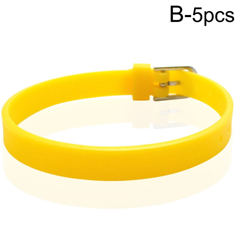 5pcs Silicone Wristband Bracelet Casual Bangles Wrist Band Sports Jogger Running Adjustable Jewelry Accessories: B