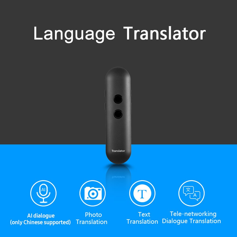 Language Translator Text/Photo/Voice Translation/Real-time Translation/42+ Languages/BT Translator with APP iOS&Android Black