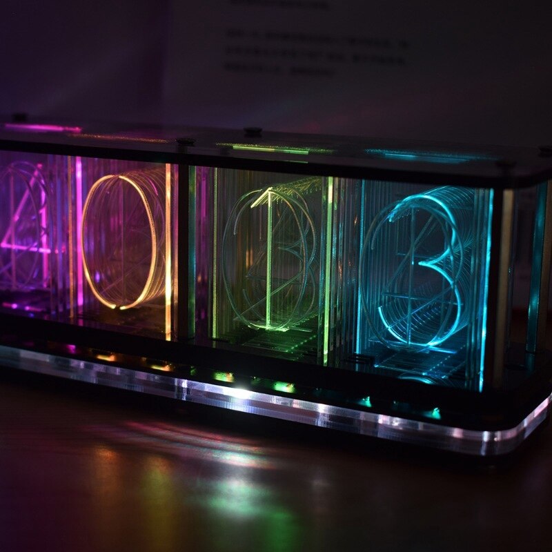 Nixie Tube Clock Digital Led Alarm Clock Kit Large Font 6-Digit Display Rgb Nixie Tube Clock Large DIY Clock