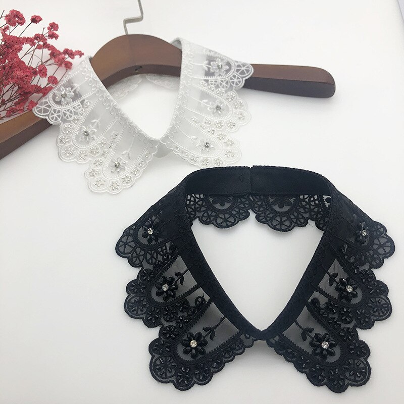 Women Detachable Collars Floral Detachable Collars Lapel Blouse Top Ladies Clothes Accessories Polyester Detachable Collars