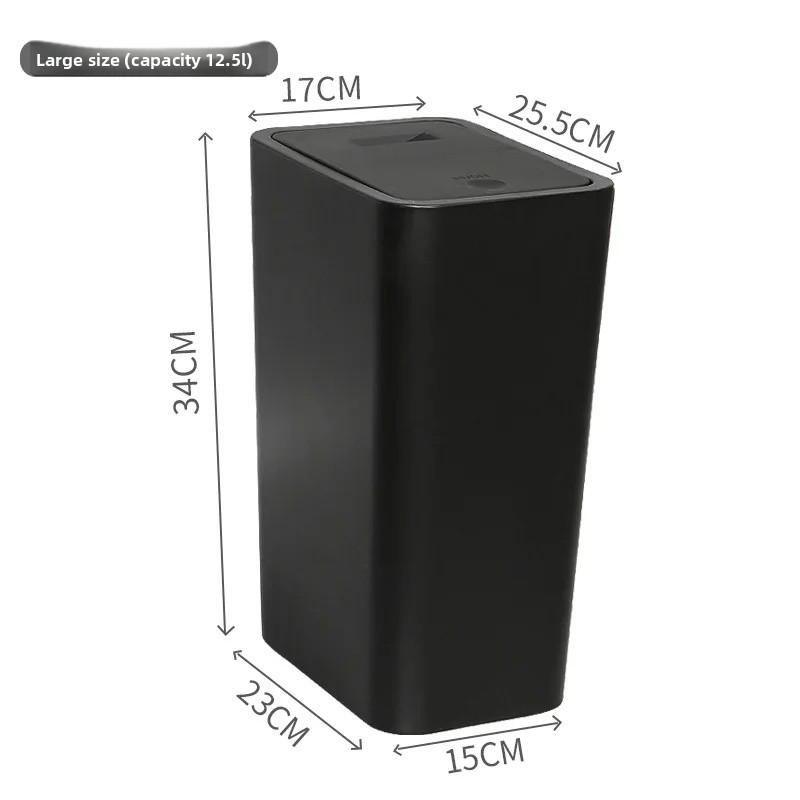 Large Capacity Kitchen Bathroom Trash Can Press Type for Home Use with Lid Toilet Hand Free Garbage Can Living Room: Yellow / 10L