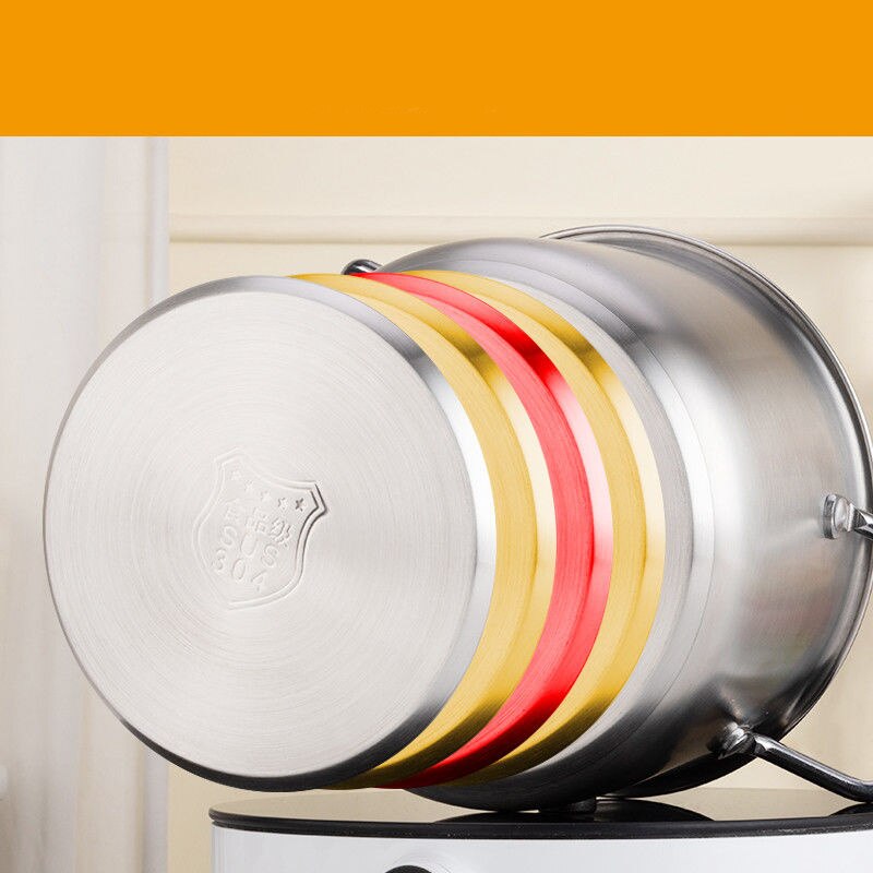304 Stainless Steel Soup Pot Thickened Small Soup Pot Milk Pot Gas Stove Induction Cooker General Household Double Bottom Wok