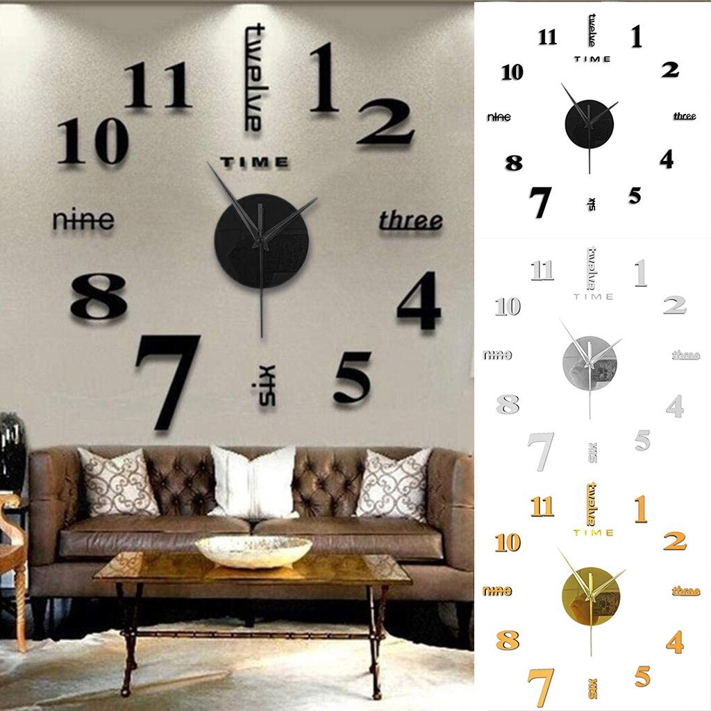 Woondecoratie Frameloze Diy Muur Mute Klok 3D Diy Big Size Spiegel Oppervlak Sticker Home Office Decor Moderne Unieke