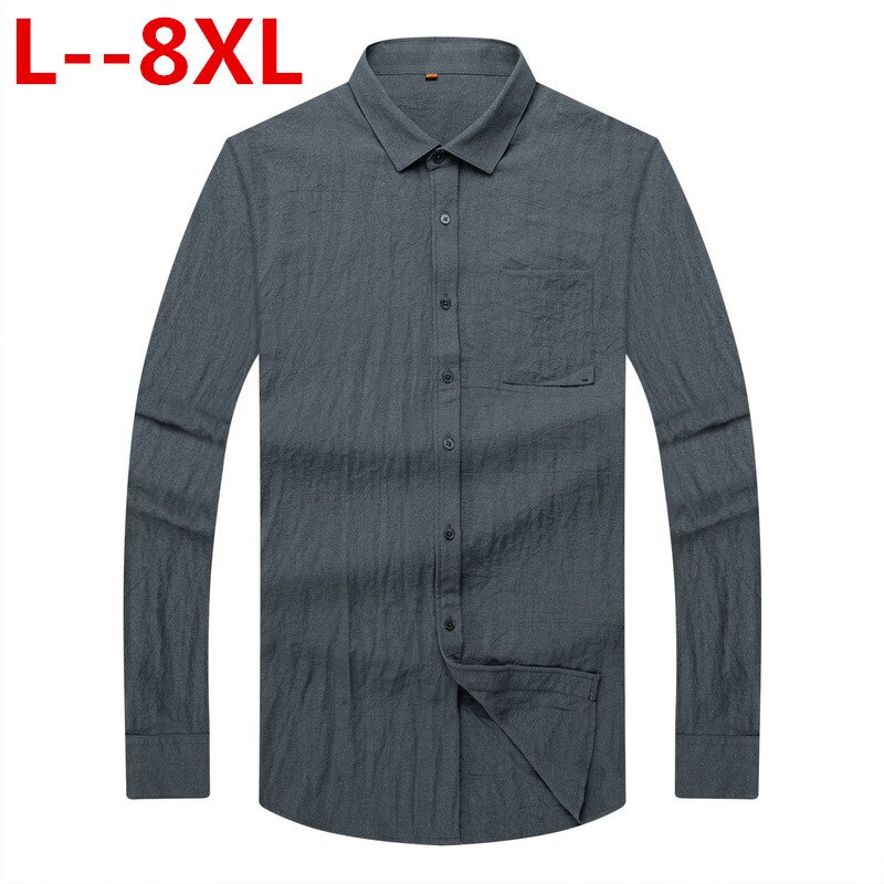 Pluss størrelse 8xl 6xl 5xl 4xl merke menn skjorte lommedekorasjon kjole skjorte langermet slim fit camisa masculina casual herreskjorter: 1 / 4xl