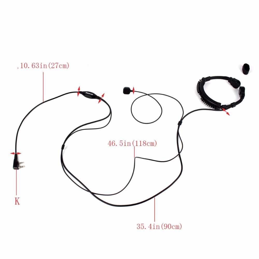 2 stücke Kehle Mikrofon 2 Pin PTT Headset Laryngophone Für KENWOOD Retevis H777 TYT BAOFENG BF-888S UV-5R Walkie Talkie C9026A