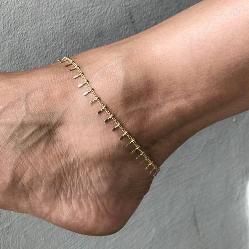 Eenvoudige Reliëf Kwastje Enkelbandje Mode Zomer Strand Voet Sieraden Enkelbanden Voor Vrouwen Goud Zilver Kleur Enkelband Eenvoudige