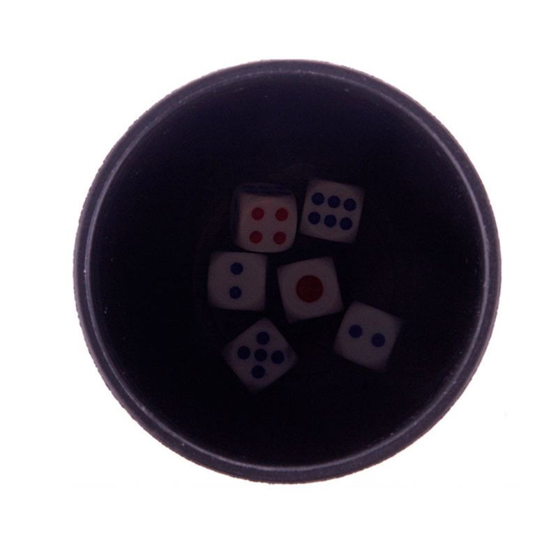 Black PVC Dice Cup Board Game KTV Pub Night Club Casino Party Game Gambling Dice Box with 5 Dices