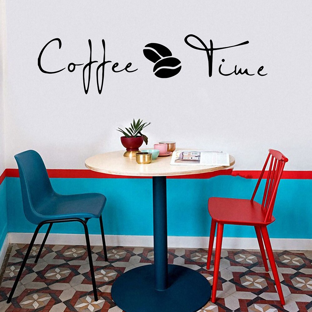 Kaffe tid væg klistermærker moderne cafe kunst mærkat køkken kaffebar kontor baggrund aftagelig vægmaleri boligindretning