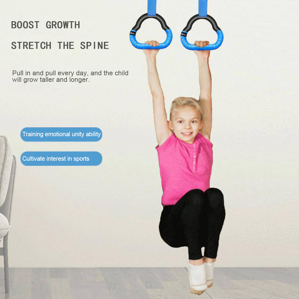 Plastic Gymnastic Rings for Kids with Straps Anti-slip Indoor Pull-up Strength Training Fitness Full Body Workout Tool