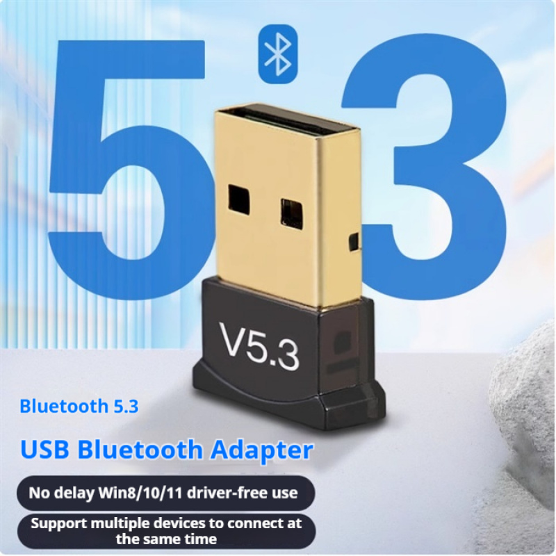 USB Bluetooth Adapter 5.3 Bluetooth Receiver Wireless Speaker Mouse Key 5.3 Computer Drive Free Audio Adapter