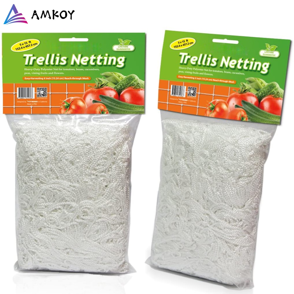Amkoy plante espalier netting kraftig polyester støtte vintreet klatrestativ hydroponics hage grønnsaksgjerde anti-fuglenett