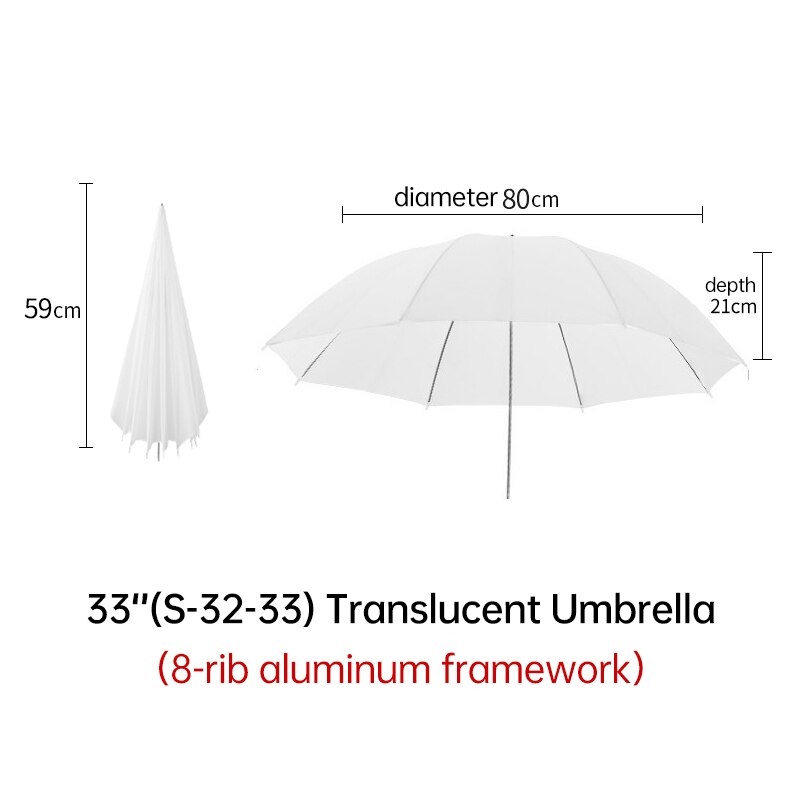 Paraguas suave translúcido blanco JINBEI 80cm/31 ''100cm/39'' 150cm/59 ''paraguas reflectante de luz para fotografía de estudio: Blanco
