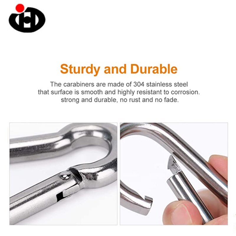 25pcs 10pcs 5pcs Stainless Steel Carabiner Clip Spring Snap Hook Heavy Duty Carabiner Clips for Keys Swing Set Camping Fishing