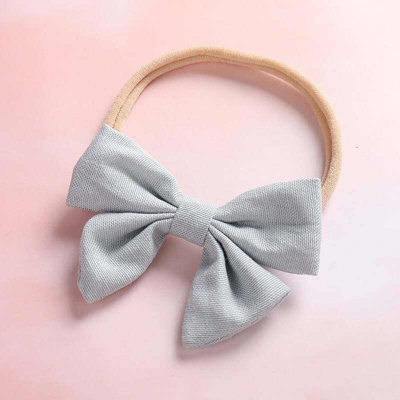 Diademas para el pelo de nailon para niña, banda de cabeza elástica con lazo, accesorios de pelo para niñas, 1 Uds.: Gris