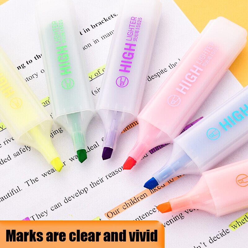 Delikatesseforretning 1 stk dejlige 6 farver highlighter tegneserie søde slik farvede kuglepenne highlight markør pen elev brevpapir forsyninger