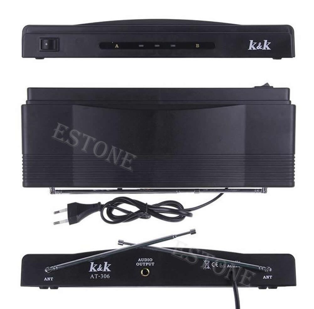 Dual 2 Mics Handheld Wireless Cordless Microphone System Receiver