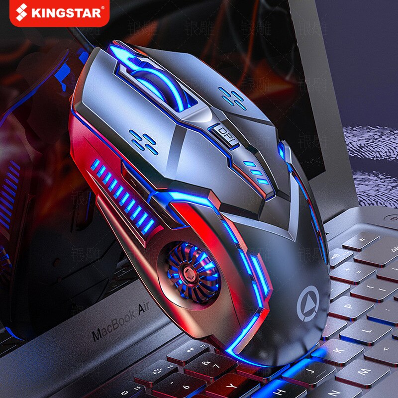 Kingstar computermaus, ergonomische gaming-maus, kabelgebunden, usb, leise, mit led-hintergrundbeleuchtung, 6 tasten für pc und laptop