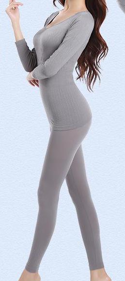 Spring Lady Thermal Underwear Thin Seamless Integrated Shapewear Home Furnishing Service Long Johns: Gray