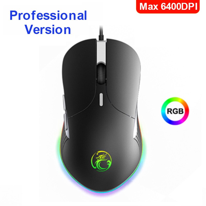 Gaming Mouse Gamer Computer Mouse Wired Ergonomic Mause with Cable 6400DPI Led Game Mice RGB USB Optical PC Mouse with Backlight: Professional Version