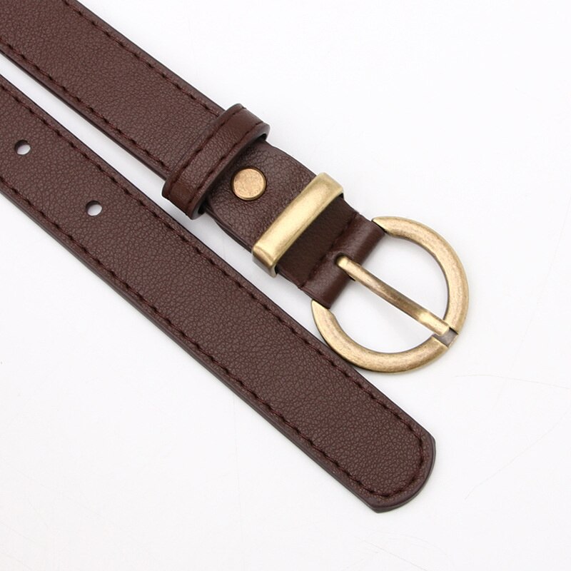 Cinturón de cuero fino para mujer, cinturón negro, blanco y marrón para mujer, cinturón de vestir para niña, pantalones vaqueros