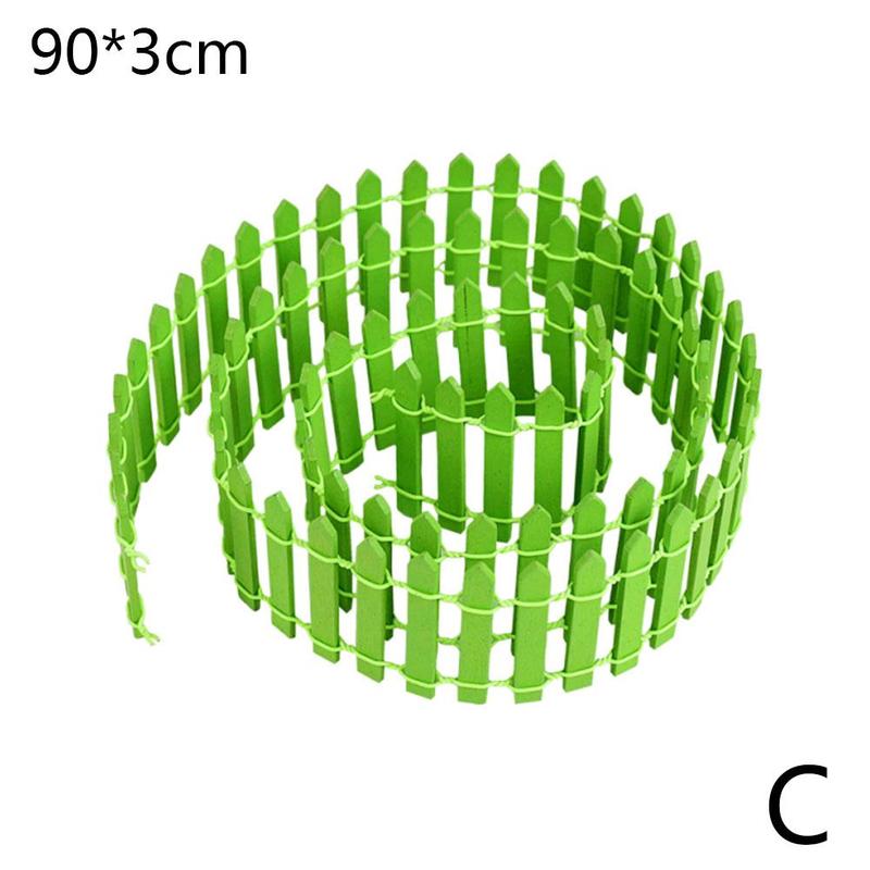 90/roll 3cm 5cm Mini Wooden Fence Wood Barrier DIY Mini Landscape Fairy Garden Figurines Miniatures Accessories Handmade Crafts: green 90x3cm