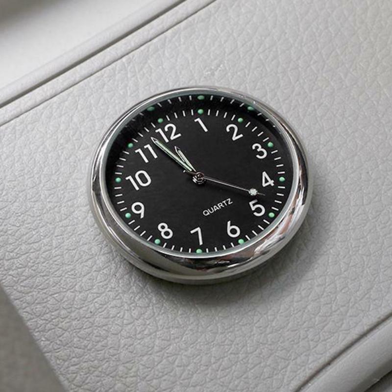 Self Adhesive Luminous Accurate Stick On Interior Practical Decoration Mini Auto Round Styling Portable Car Clock Analog
