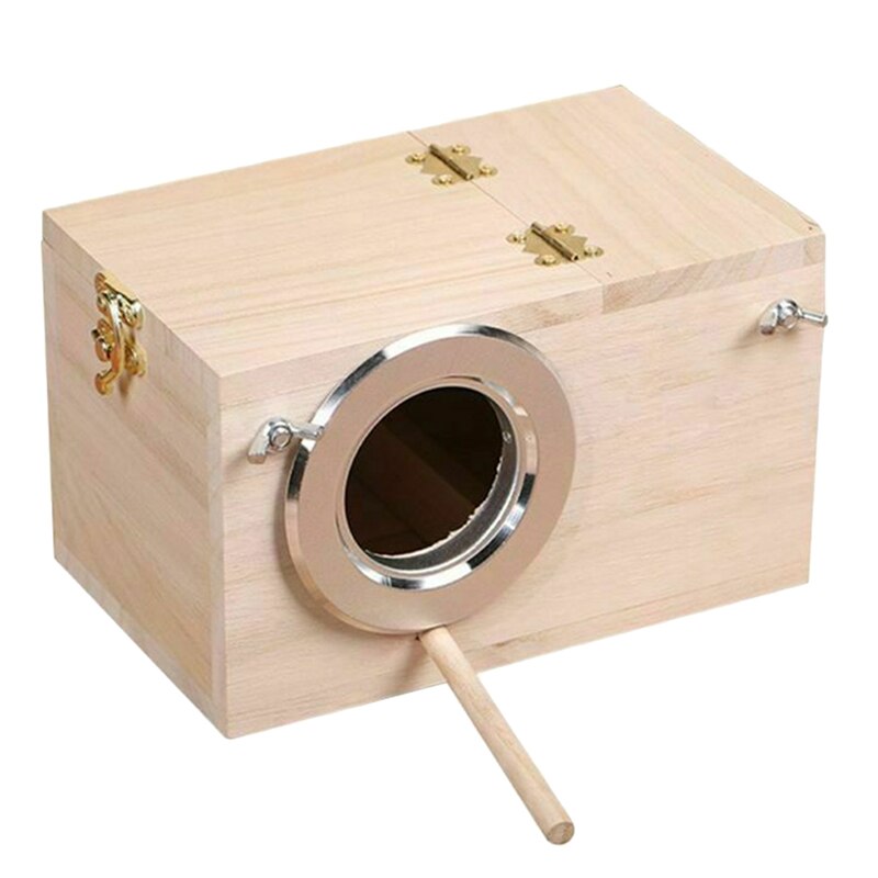 Pelle di tigre in legno massello peonia pappagallo uccello con scatola di allevamento gabbia nido scatola di incubazione apertura a sinistra forniture per uccelli accessori per animali domestici