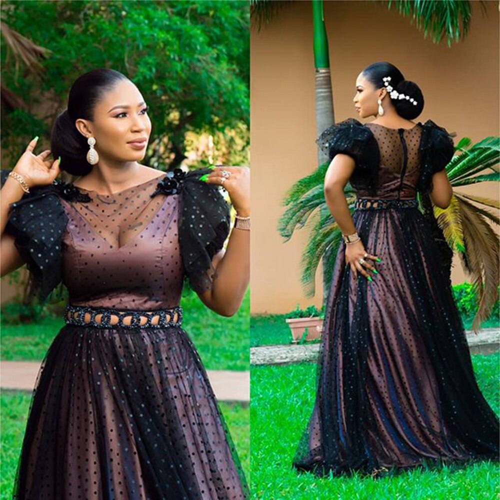 African Dresses Women Party Female Clothing Turkish Evening Dress Dot Print Net Yarn Summer Bazin Riche