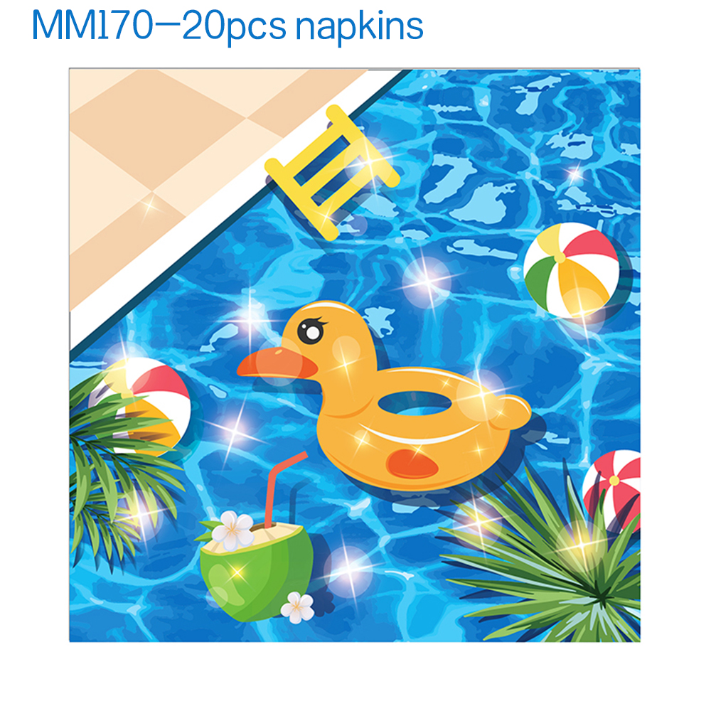 25Pcs Hawaii Summer Time Swimming Pool Fruit Happy Birthday Party Paper Photo Booth Props Kids Baby Shower Party Decorations: MM170-napkin-20pcs