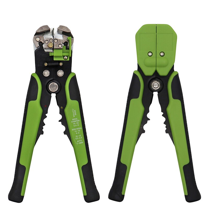HS-D1 Wire Stripping Tool Self-adjusting 8" Automatic Wire Stripper Pliers Tool for Wire Stripping, Cutting, Crimping 10-24 AWG: D2-Green