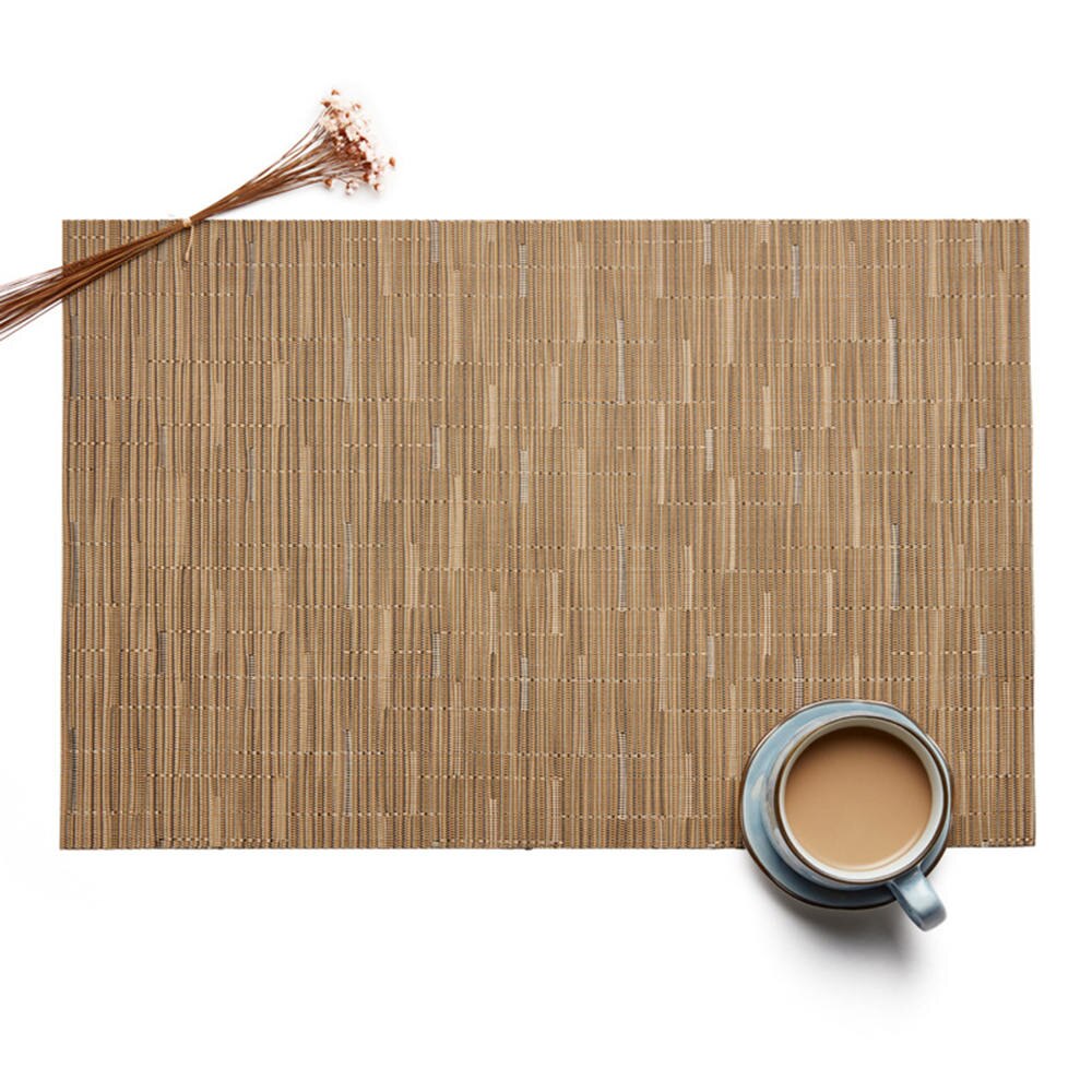 4Pcs/set Simple style Bamboo Plastic Placemats for Dining Table Runner PVC Place Mat in Kitchen Accessories Cup Wine Mat
