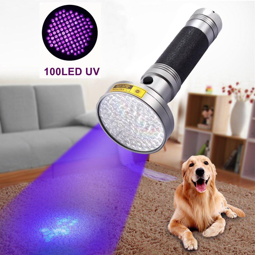 Alonefire 18w 100 led højeffekt uv lommelygte fakkel 395nm ultraviolet skorpioner kæledyr urin lækage detektion led lys aa batteri: 100uv pistolgrå